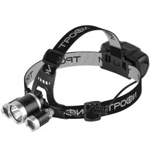 Фонарь налобный светодиодный Трофи GA-106 аккумуляторный 4 режима трехламповый High Power Headla  Б0069573  Трофи