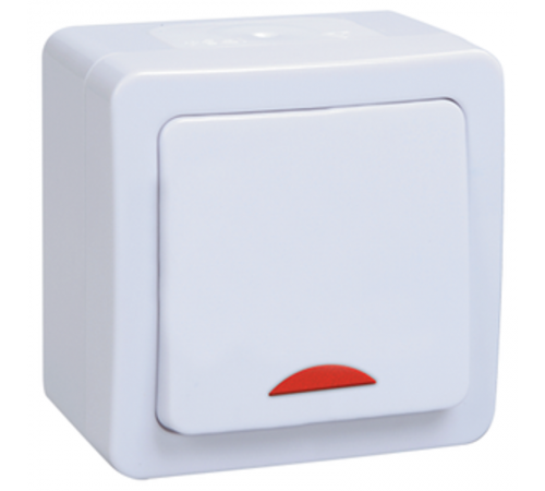 ГЕРМЕС PLUS белый Выключатель 1-клавишный О/У со свет.индик. IP54 ВС20-1-1-ГПБ  EVMP11-K01-10-54-EC  IEK