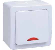 ГЕРМЕС PLUS белый Выключатель 1-клавишный О/У со свет.индик. IP54 ВС20-1-1-ГПБ  EVMP11-K01-10-54-EC  IEK
