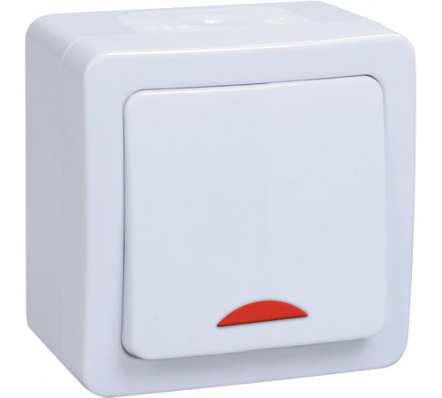 ГЕРМЕС PLUS белый Выключатель 1-клавишный О/У со свет.индик. IP54 ВС20-1-1-ГПБ  EVMP11-K01-10-54-EC  IEK
