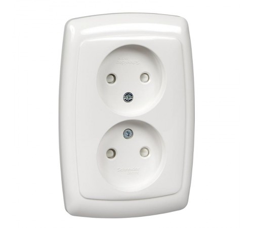РОНДО С/У Белый Розетка 2-ая б/з с защитными шторками 16А (в сборе)  RS16-225-BI  Schneider Electric