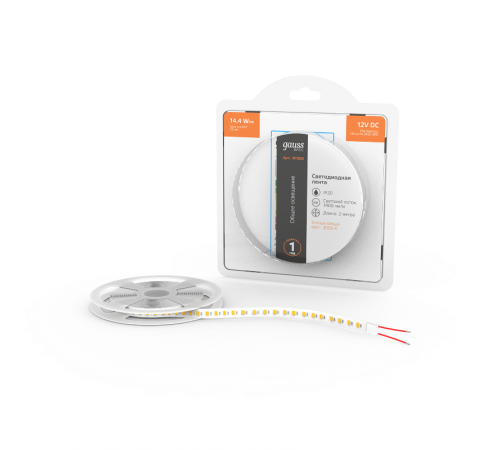 Лента светодиодная Basic LED 2835/120 12V 14,4W/m 1400lm/m 3000K 8mm IP20 2m 1/100  BT080  Gauss