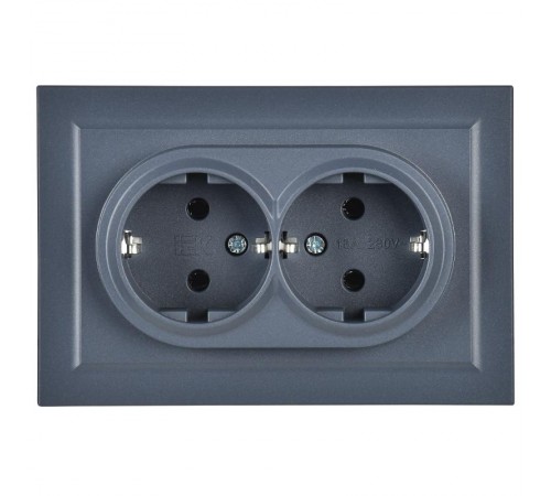 BRITE Розетка 2-ая с заземлением без шторок 16А в сборе РС12-3-БрМ маренго  BR-R21-16-K35-F  IEK