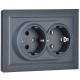 BRITE Розетка 2-ая с заземлением без шторок 16А в сборе РС12-3-БрМ маренго  BR-R21-16-K35-F  IEK