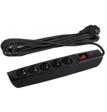 SFX-5es-2m-B Сет.фильтр (черный) с заземл, 10A, с выкл, 5гн, 2м (10/120)  Б0044020  ЭРА