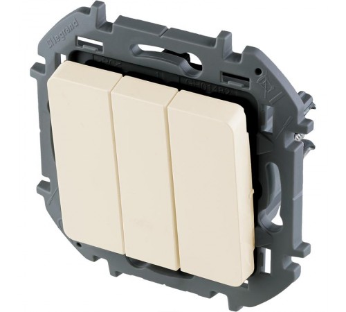 Inspiria Слоновая кость Выключатель 3-клавишный С/У без рамки  673641  Legrand
