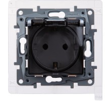 Розетка с заземлением IP44 - Legrand Etika - со шторками с защитной крышкой 16А 250В безвинтовые зажимы - алюминий  672426  Legrand