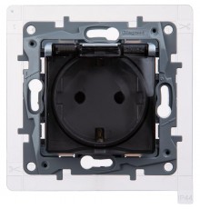 Розетка с заземлением IP44 - Legrand Etika - со шторками с защитной крышкой 16А 250В безвинтовые зажимы - алюминий  672426  Legrand