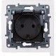 Розетка с заземлением IP44 - Legrand Etika - со шторками с защитной крышкой 16А 250В безвинтовые зажимы - алюминий  672426  Legrand