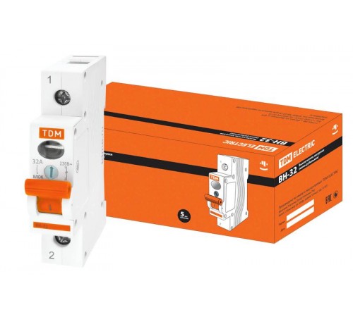 Выключатель нагрузки модульный (мини-рубильник) ВН-32 1P 32A  SQ0211-0004  TDM