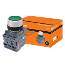 Кнопка с фиксацией MP2-21G(LED) в сборе d22мм/220В 1з+1р зеленая  SQ0747-0022  TDM