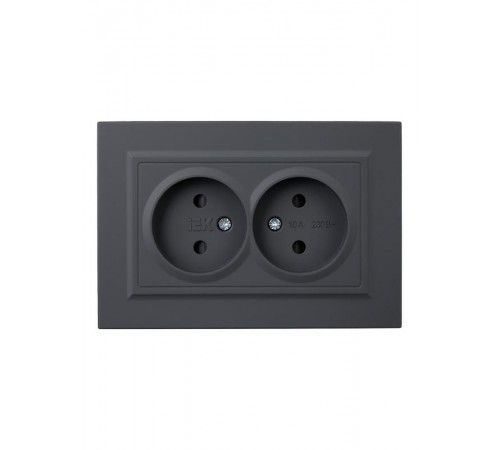 BRITE Розетка 2-ая без заземления со шторками 10А в сборе РСш12-2-БрГ графит  BR-R23-10-K53-F  IEK