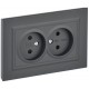 BRITE Розетка 2-ая без заземления со шторками 10А в сборе РСш12-2-БрГ графит  BR-R23-10-K53-F  IEK