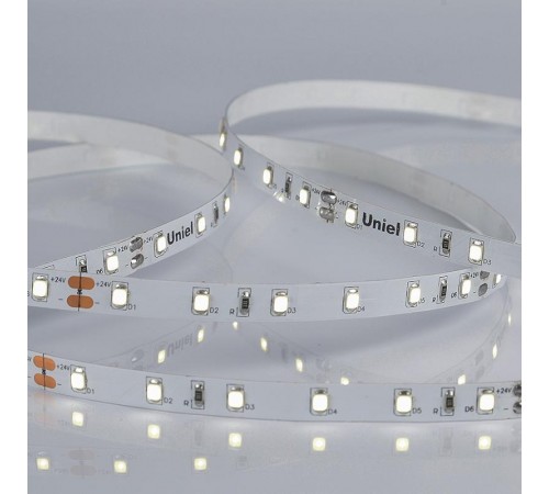 Лента светодиодная нейтральный свет 4000K ULS-2835-60LED/m-8mm-IP20-DC24V-6W/m-5M-W  UL-00002970  Uniel