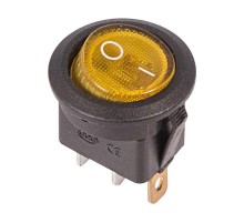 Выключатель клавишный круглый 250V 6А (3с) ON-OFF желтый с подсветкой  36-2572  REXANT