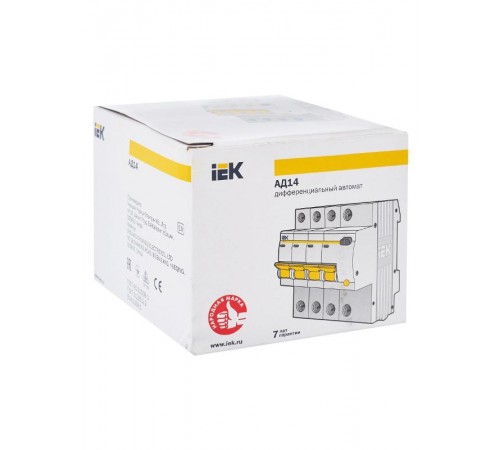 Выключатель автоматический дифференциального тока АД14 4п 16А C 30мА тип AC (5 мод)  MAD10-4-016-C-030  IEK