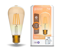Лампа светодиодная филаментная Smart Home DIM E27 ST64 Golden 7 Вт 1/10/40  1290112  Gauss