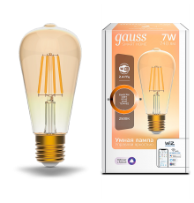 Лампа светодиодная филаментная Smart Home DIM E27 ST64 Golden 7 Вт 1/10/40  1290112  Gauss