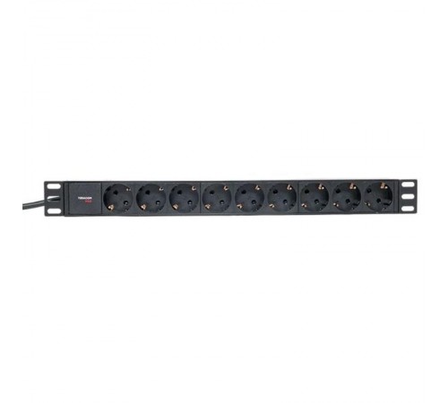 Блок розеток PDU TERACOM PRO 19" 1U 16А/250В 9 розеток Schuko 2 метра 3x1,5 мм2 Schuko  TRP-HPD-PL-16A-9SH-2MSH  EKF