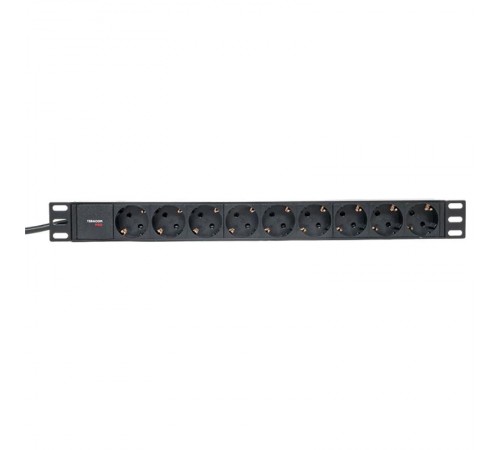 Блок розеток PDU TERACOM PRO 19" 1U 16А/250В 9 розеток Schuko 2 метра 3x1,5 мм2 Schuko  TRP-HPD-PL-16A-9SH-2MSH  EKF