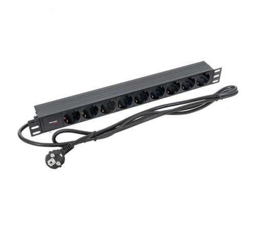 Блок розеток PDU TERACOM PRO 19" 1U 16А/250В 9 розеток Schuko 2 метра 3x1,5 мм2 Schuko  TRP-HPD-PL-16A-9SH-2MSH  EKF