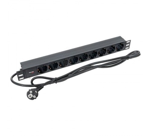 Блок розеток PDU TERACOM PRO 19" 1U 16А/250В 9 розеток Schuko 2 метра 3x1,5 мм2 Schuko  TRP-HPD-PL-16A-9SH-2MSH  EKF