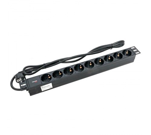 Блок розеток PDU TERACOM PRO 19" 1U 16А/250В 9 розеток Schuko 2 метра 3x1,5 мм2 Schuko  TRP-HPD-PL-16A-9SH-2MSH  EKF