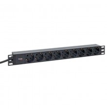 Блок розеток PDU TERACOM PRO 19" 1U 16А/250В 9 розеток Schuko 2 метра 3x1,5 мм2 Schuko  TRP-HPD-PL-16A-9SH-2MSH  EKF