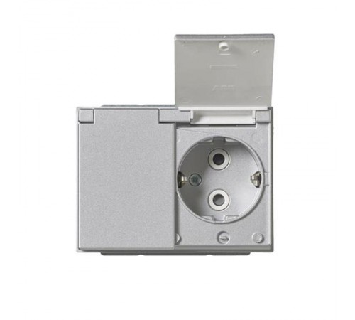 Розетка Double Shuko 16А 230В с крышкой, IP21/44 Impressivo, алюминий  302EUCK-83   2TKA00003032  ABB