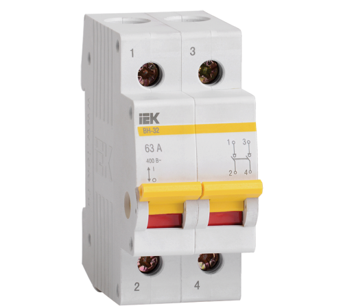 Выключатель нагрузки модульный (мини-рубильник) ВН-32 2Р 20А  MNV10-2-020  IEK