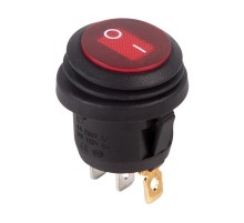 Выключатель клавишный круглый 250V 6А (3с) ON-OFF красный с подсветкой ВЛАГОЗАЩИТА  36-2595  REXANT