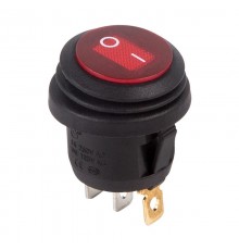 Выключатель клавишный круглый 250V 6А (3с) ON-OFF красный с подсветкой ВЛАГОЗАЩИТА  36-2595  REXANT