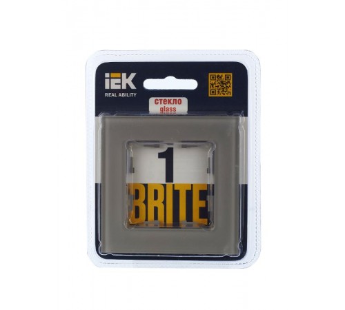 BRITE Рамка 1-ая РУ-1-2-БрД стекло дымчатый  BR-M12-G-K30  IEK