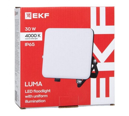 Прожектор светодиодный СДО-4003 30Вт 4000К IP65 с равномерной засветкой LUMA EKF  FLL-4003-30-4000  EKF