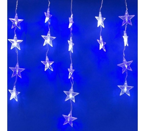 Занавес светодиодный Звёздочки-1  ULD-E5505-196/DTK WHITE-BLUE IP20 STARS-1  55х0,5м 56 нитей 196диодов белый/синий шнур прозр.  UL-00001410  Uniel