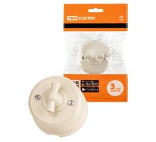 Выключатель поворотный 2-кл. с ручкой (бантик) 10А сл. кость "Виви"  SQ1820-1306  TDM