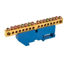 Шина "N" нулевая с синим изолятором на DIN-рейку 8x12 мм стойка бол. 16 групп  11-2351  REXANT