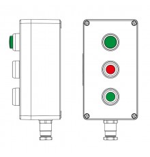 Взрывозащищенный пост управления из полиэстера CPE-P-04-(1xLG(250)-1xP1R(11)-1xP1G(11))-1xKH2MHK(C)1Ex d e IIC Т5 Gb / Ex tb IIICT95°C Db IP66/КЗ  22