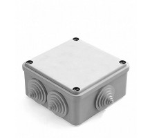 Коробка распаячная для наружного монтажа, RAL 7035, 6 гермовводов, 100х100х50мм, IP44  8820015  CHINT