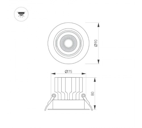 Светильник MS-VORTEX-BUILT-R90-12W Warm3000 (BK-BK, 20 deg, 230V) (Arlight, IP20 Металл, 5 лет)  0458426  Arlight