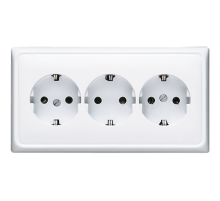 Розетка тройная с заземлением для кабельканалов; белая  CD523WW  Jung