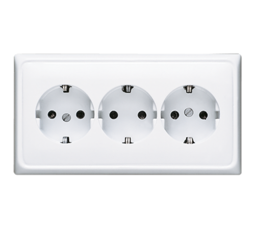 Розетка тройная с заземлением для кабельканалов; белая  CD523WW  Jung