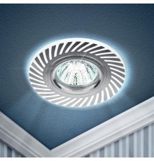 Светильник точечный декоративный DK LD39 WH/CH /1 cо светодиодной подсветкой MR16, белый/хром (50/1500)  Б0048935  ЭРА