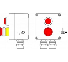 Ex пост управления из GRP ;1Ex d e IIC T6 Gb X / Ex tb IIIB T80°C Db X /IP66; Аварийная кнопка красная, 1NC/1NO -1 шт.; Лампа красная 20V-250V 1шт.; С