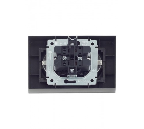 BRITE Розетка 2-ая с заземлением со шторками 16А в сборе РСш12-3-БрС сталь  BR-R24-16-K46-F  IEK