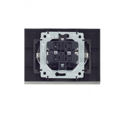 BRITE Розетка 2-ая с заземлением со шторками 16А в сборе РСш12-3-БрС сталь  BR-R24-16-K46-F  IEK