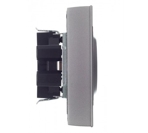 BRITE Розетка 2-ая с заземлением со шторками 16А в сборе РСш12-3-БрС сталь  BR-R24-16-K46-F  IEK