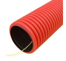 Труба гофрированная двустенная ПНД гибкая тип 450 (SN12) с/з красная д110 (50м/уп) (муфта, 2 кольца)  PR15.0033  Промрукав