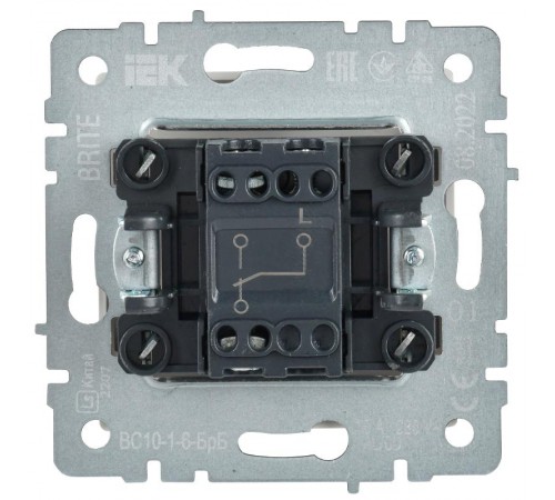 BRITE Выключатель 1-клавишный проходной 10А ВС10-1-6-БрБ белый  BR-V12-0-10-K01  IEK