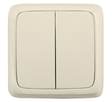 Выключатель открытой установки, двухклавишный, цвет слоновая кость  ВА10-151-01  HEGEL